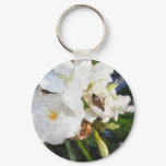 Single White Oleander with Bee 1 Painterly