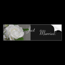 Single White Rose Wedding Bumper Sticker bumper stickers by ArtByLindaLou Single White Rose Wedding Bumper Sticker bumper stickers