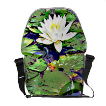 Single White Water Lilly Photography Print Commuter Bags