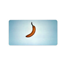 Single whole unpeeled banana personalized address label