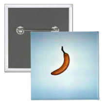 Single whole unpeeled banana pinback button