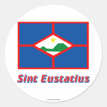 Sint Eustatius Flag with Name Round Stickers