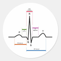 Sinus Rhythm in an Electrocardiogram ECG Diagram Round Sticker