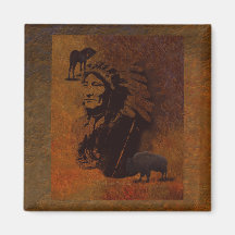 Sioux Chieftain Native American Gift Refrigerator Magnet