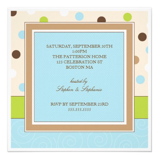 Sip and See Baby Boy Photo PolkaDot Invitation