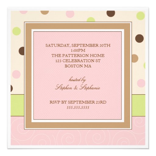 Sip and See Baby Girl Photo PolkaDot Invitation