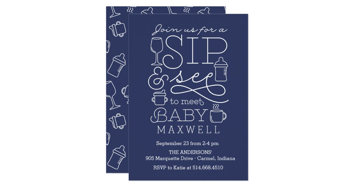 Sip and See Baby Shower Invitations Zazzle