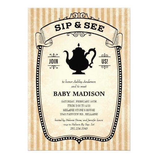 Sip and See Invitations 5" X 7" Invitation Card | Zazzle