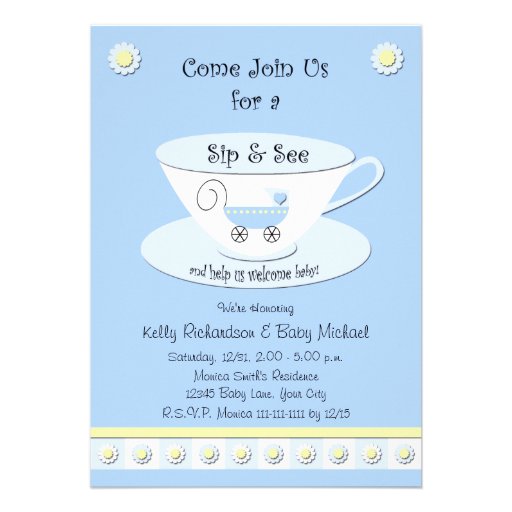 Sip and See Invitations -- Baby Boy
