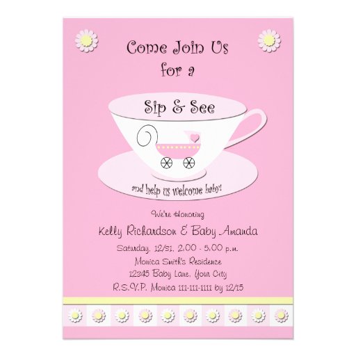 Sip and See Invitations -- Baby Girl