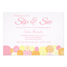Sip and See new baby announcement party invitation