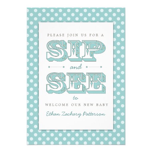 Sip and See Sweet Baby Boy in Teal Invitation