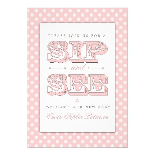 Sip and See Sweet Baby Girl in Pink Invitation