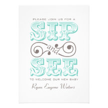 Sip And See Visit Our New Baby Personalized Announcement