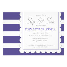 Sip & See Bold Stripes & Chevron Pattern | grape Custom Invitations