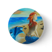 Siren - mermaid pinback button