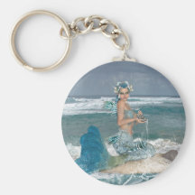 Sirena en roca llavero personalizado