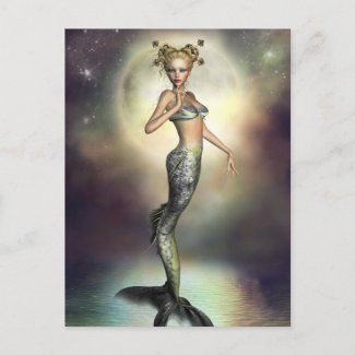 Sirena mística de la luna tarjetas postales