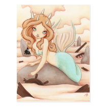 Siren's Rock - Mermaid fairy post card postcards