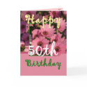 SISTER - 50th Birthday with Pink Daisy Flowers cards by JaclinArt SISTER - 50th Birthday with Pink Daisy Flowers cards