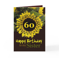 SISTER - 60th Birthday with Cheerful Sunflower cards by JaclinArt SISTER - 60th Birthday with Cheerful Sunflower cards