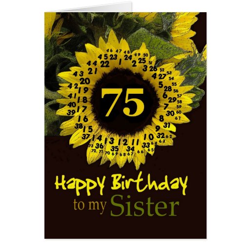 sister-75th-birthday-with-cheerful-sunflower-card-zazzle