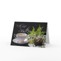 Sister A Birthday Tea Yum tea cake flowers cards by moonlake Sister A Birthday Tea Yum tea cake flowers cards