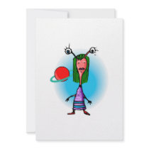 Sister alien studying the planets personalized invitations