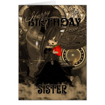 Sister Birthday Card Steampunk Cutie Pie