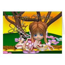 Sister Birthday card with cutie pie by Moonlake