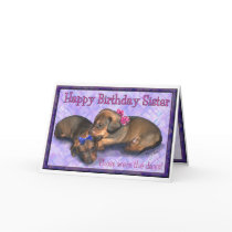 Sister Birthday Two little  dachshund sisters Cards
