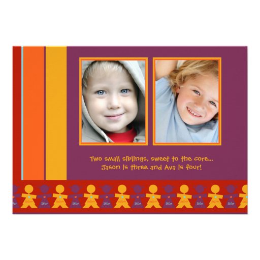 Sister Brother - Photo Birthday Party Invitation