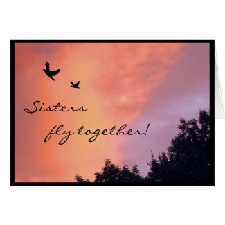 Sister Doves at Sunset Card