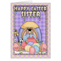 Sister Easter Card - Easter Bunny & Easter Eggs