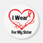 Sister - I Wear a Red Heart Ribbon Refrigerator Magnet