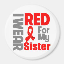 Sister - I Wear Red Ribbon Fridge Magnet