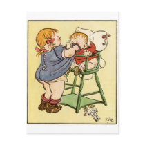 Sister in Highchair Early 1900's Postcard