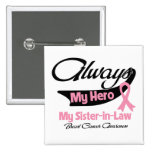 Sister-in-Law - Always My Hero - Breast Cancer Pinback Buttons