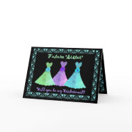 SISTER-in-LAW Bridesmaid Blue Green Purple Gowns card