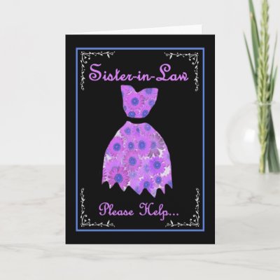 Purple Wedding Gown on Sister In Law Invite   Purple Gown Greeting Cards From Zazzle Com