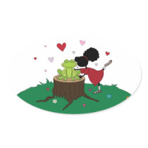 Sister Kisses a Frog Sticker stickers