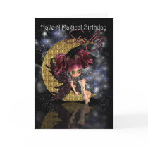 Sister Magical Birthday cute little moon fairy by Card