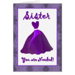 SISTER Maid of Honor Invitation - PURPLE Gown Card