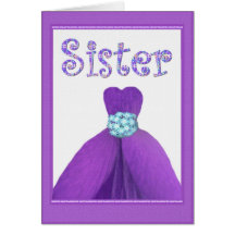 SISTER - Maid of Honor PURPLE Flower Petal Dress Cards