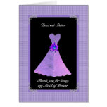 SISTER Maid of Honor Thank You - PURPLE Gown Cards