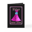 SISTER - Maid of Honor with Magenta Pink Gown cards by JaclinArt SISTER - Maid of Honor with Magenta Pink Gown cards