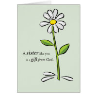 Sister, Mother’s Day, Religious Green Daisy, God Greeting Card