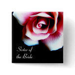 Sister of the Bride Pink Rose I.D. Button