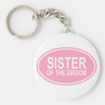 Sister of the Groom Wedding Oval Pink Key Chains
