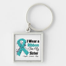 Sister - Ovarian Cancer Ribbon Keychains